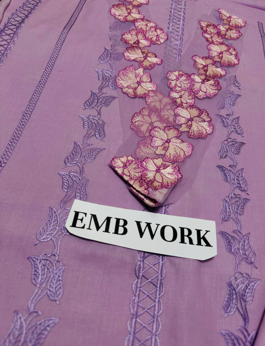 ASIFA NABEEL-3PC LAWN EMBROIDERED SHIRT WITH MONARK PRINTED DUPATTA AND TROUSER-BIC-3756